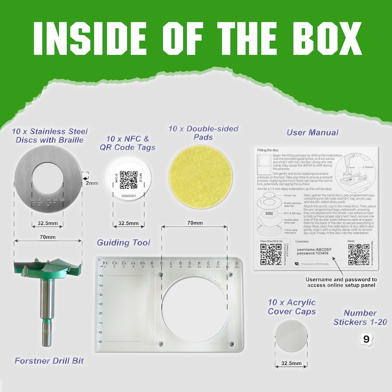 Braille Stainless Steel NFC & QR Code Interactive Discs - Image 2